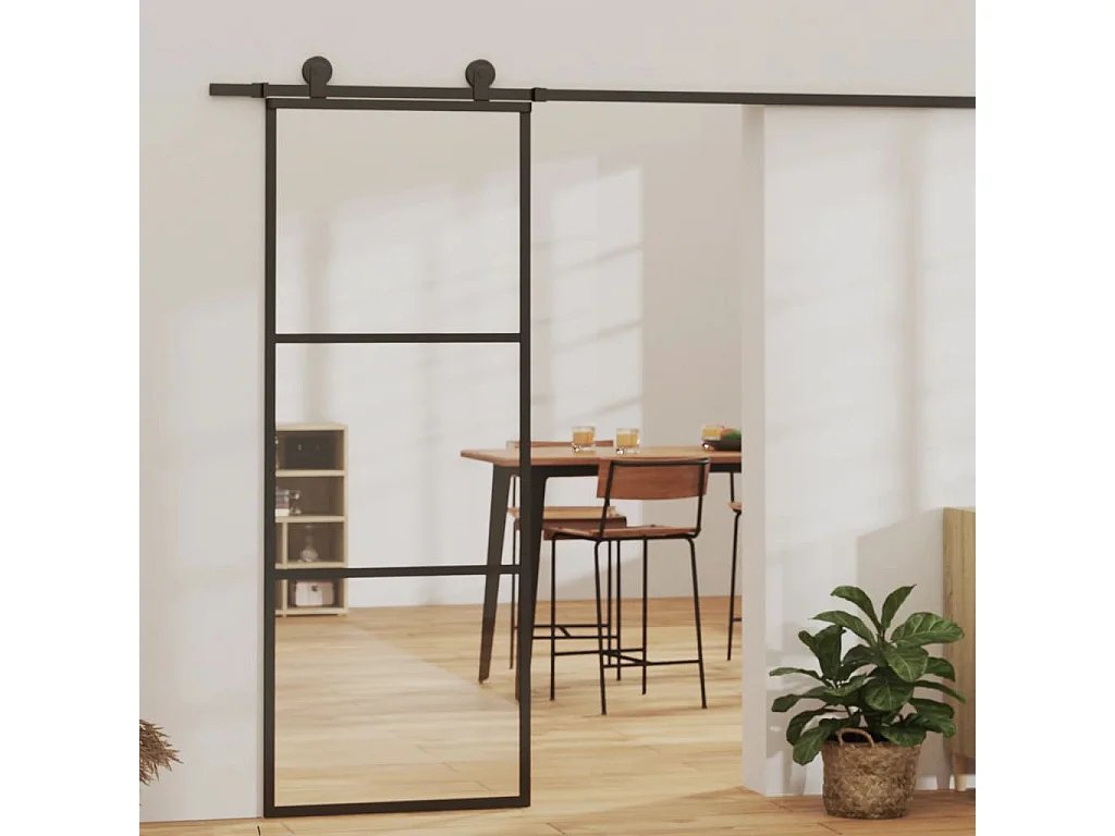 Schiebetür mit Beschlag ESG-Glas & Aluminium 76x205 cm