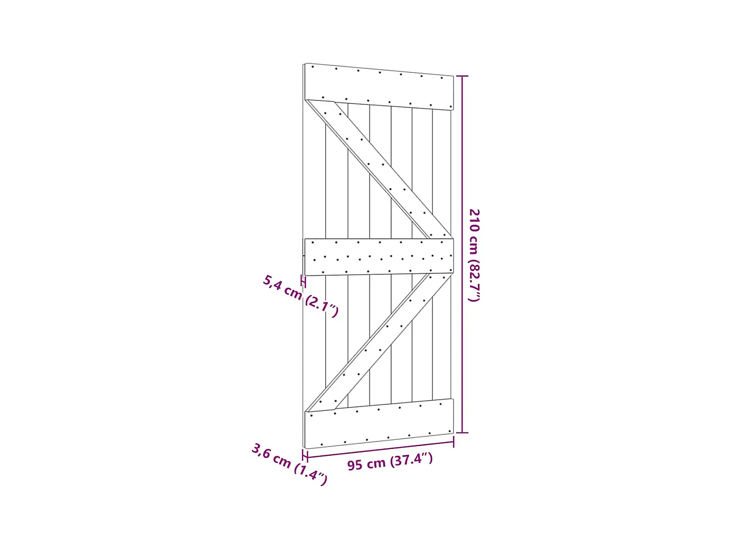 Porte NARVIK 95x210 cm bois massif de pin
