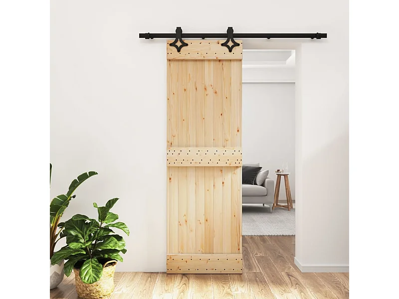 Porta de Correr de Pinho Maciça 70x210 cm com Ferragens Duráveis