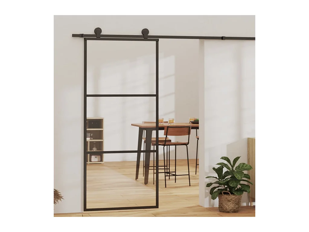 Porte coulissante et quincaillerie Verre et Aluminium 90x205 cm