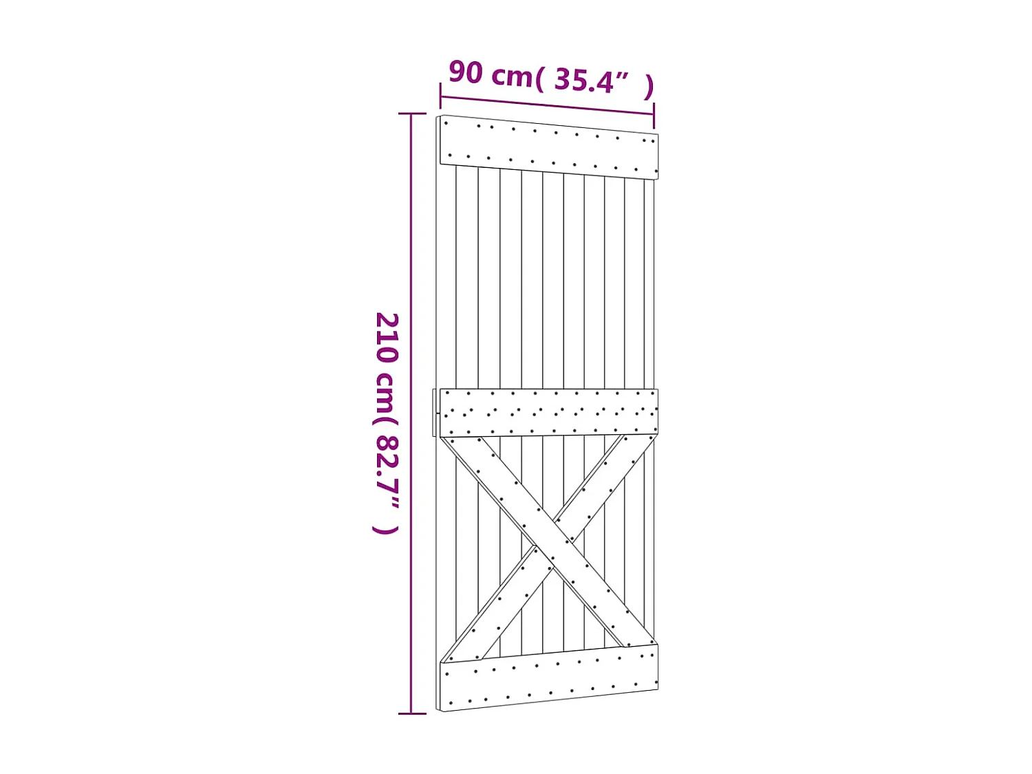 Elegante Porta de Correr em Madeira de Pinho Maciça 90x210 cm com Ferragens de Alta Qualidade