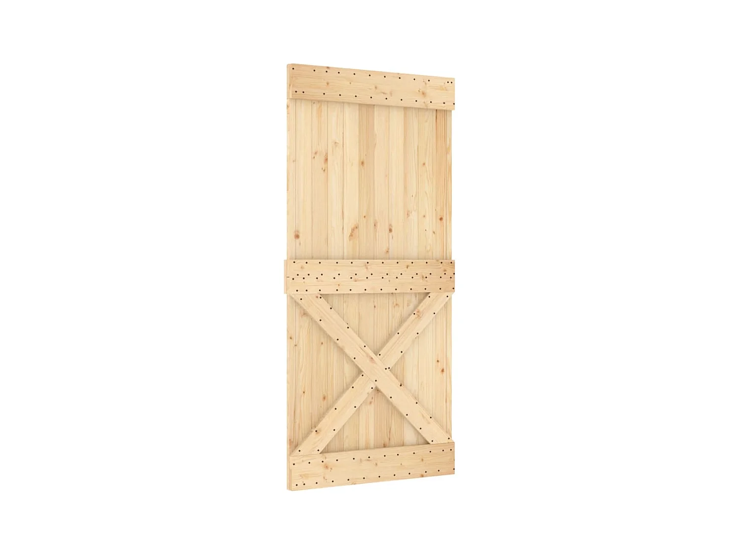 Porta Scorrevole con Set Hardware 95x210 cm Legno Massello Pino