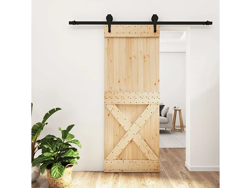 Schiebetür mit Beschlag 80x210 cm Massivholz Kiefer