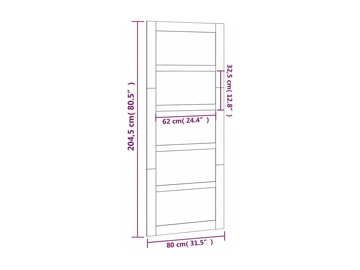 Puerta de granero madera maciza pino blanca 80x1,8x204,5 cm