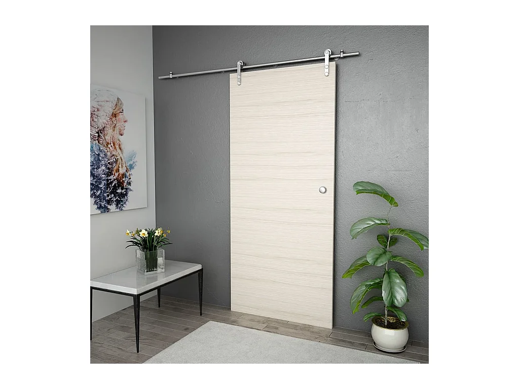 Kit Binari Porta Scorrevole 183cm Acciaio Inossidabile Argento