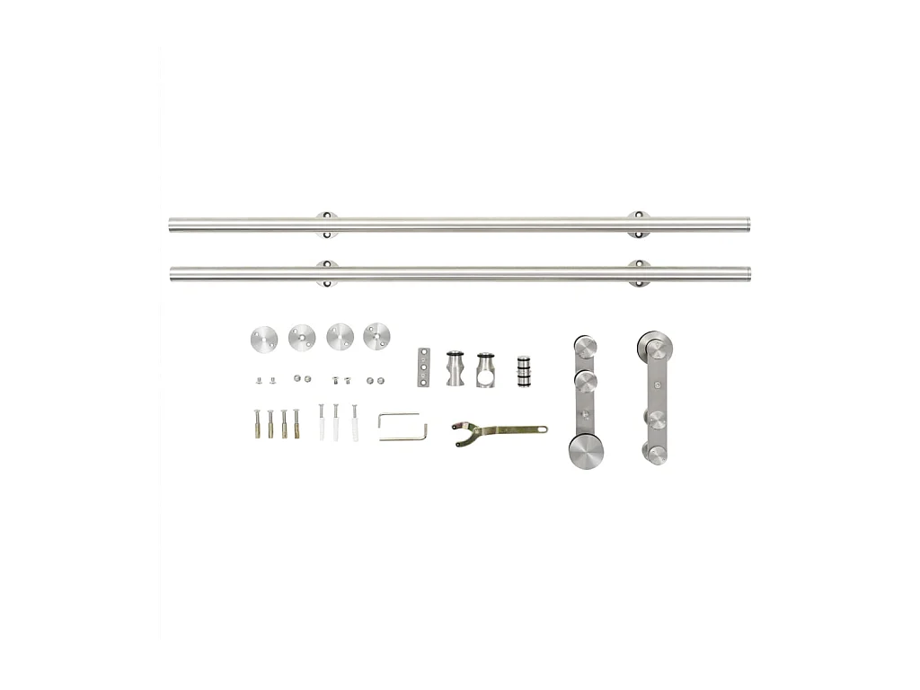 Kit Binari Porta Scorrevole 183cm Acciaio Inossidabile Argento