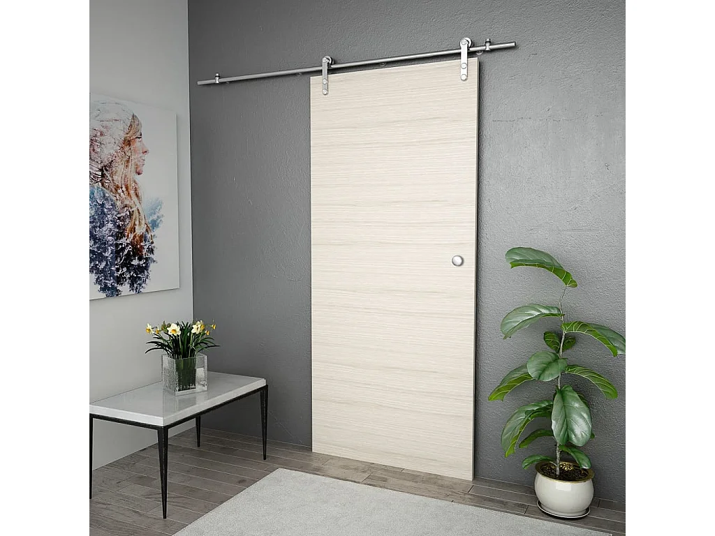 Kit fixation porte coulissante 183 cm Acier inoxydable Argenté