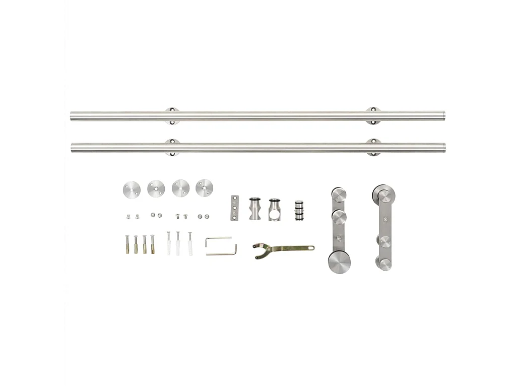 Kit fixation porte coulissante 183 cm Acier inoxydable Argenté