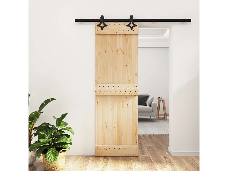 Puerta corredera con herrajes madera maciza de pino 70x210 cm