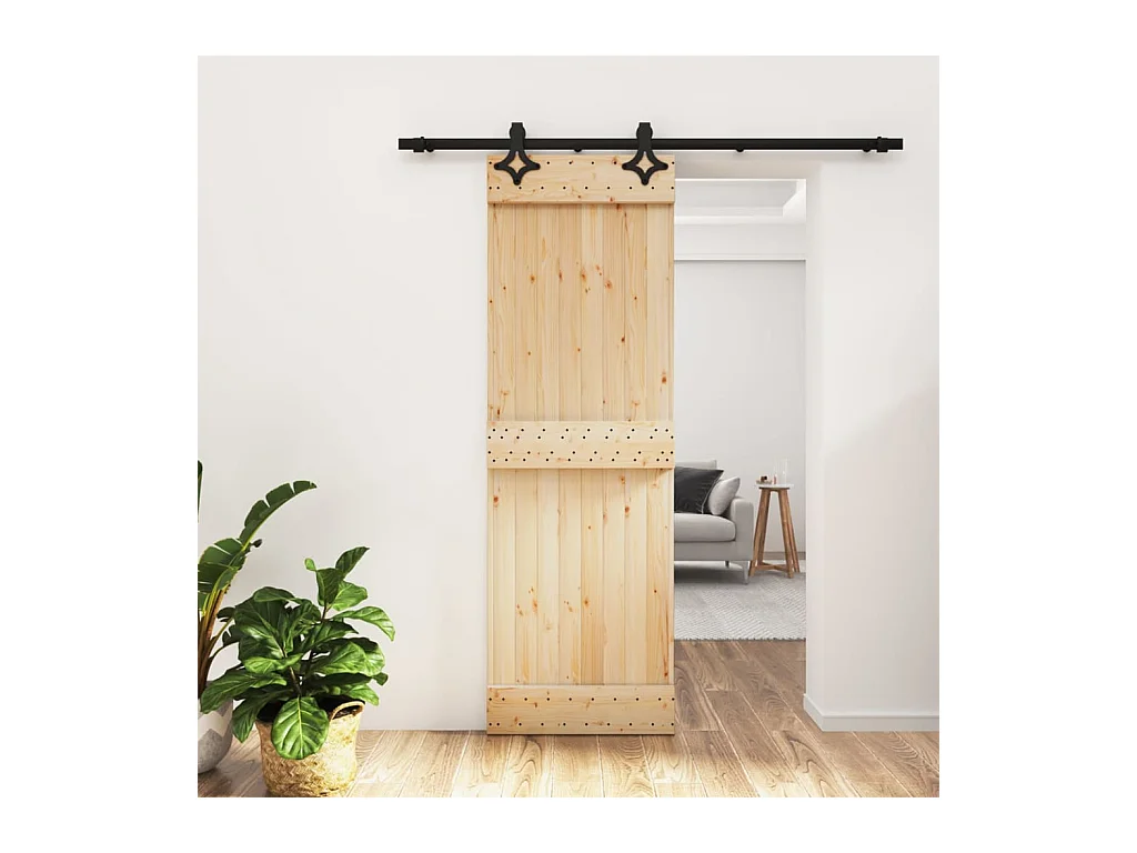 Porte coulissante et kit de quincaillerie 70x210 cm pin massif