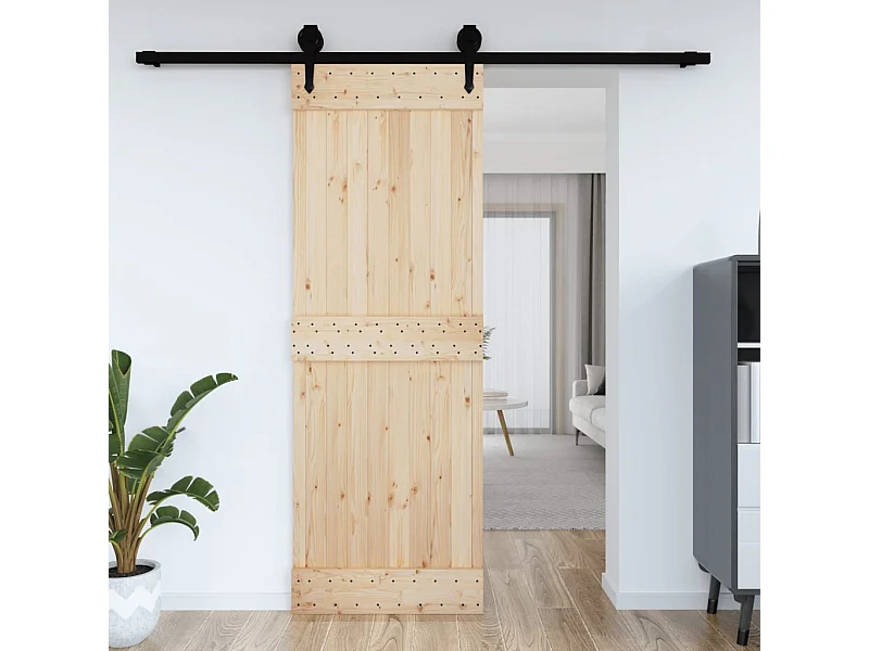 Porta Deslizante NARVIK 80x210 cm em Madeira de Pinho Maciça para Interiores