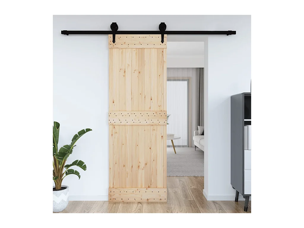 Porta Deslizante NARVIK 80x210 cm em Madeira de Pinho Maciça para Interiores