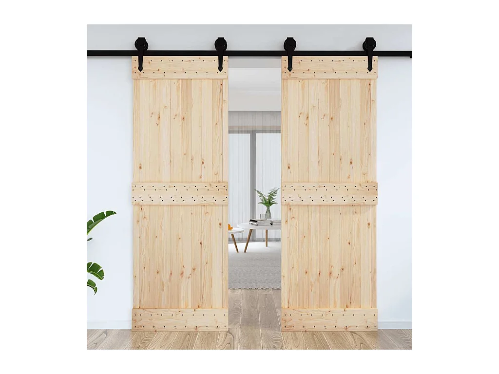 Porta Deslizante NARVIK 80x210 cm em Madeira de Pinho Maciça para Interiores