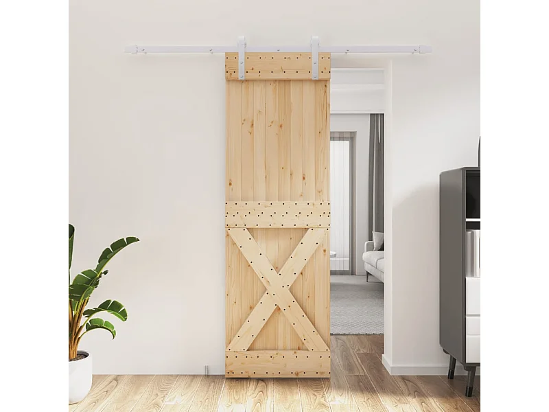 Schiebetür mit Beschlag 70x210 cm Massivholz Kiefer