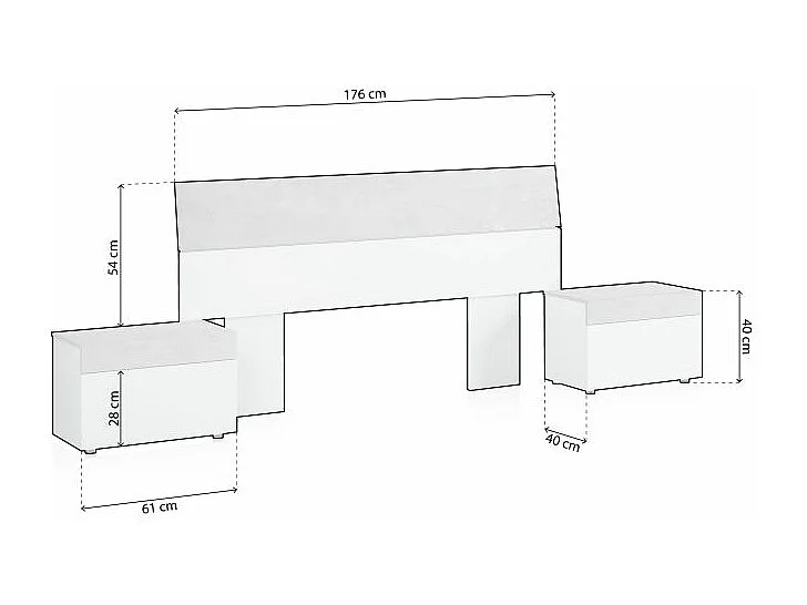 Cabecero con mesitas Axel Blanco Artik (Blanco Mate) - Gris Cemento