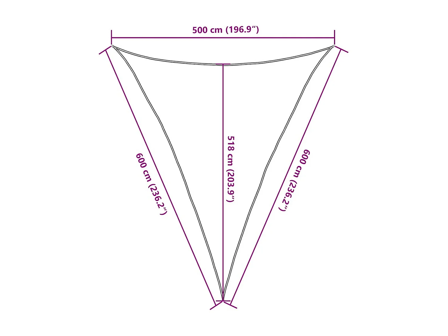Para-sol Triangular Azul 5x6x6 m em PEAD - Proteção UV e Durabilidade Superior