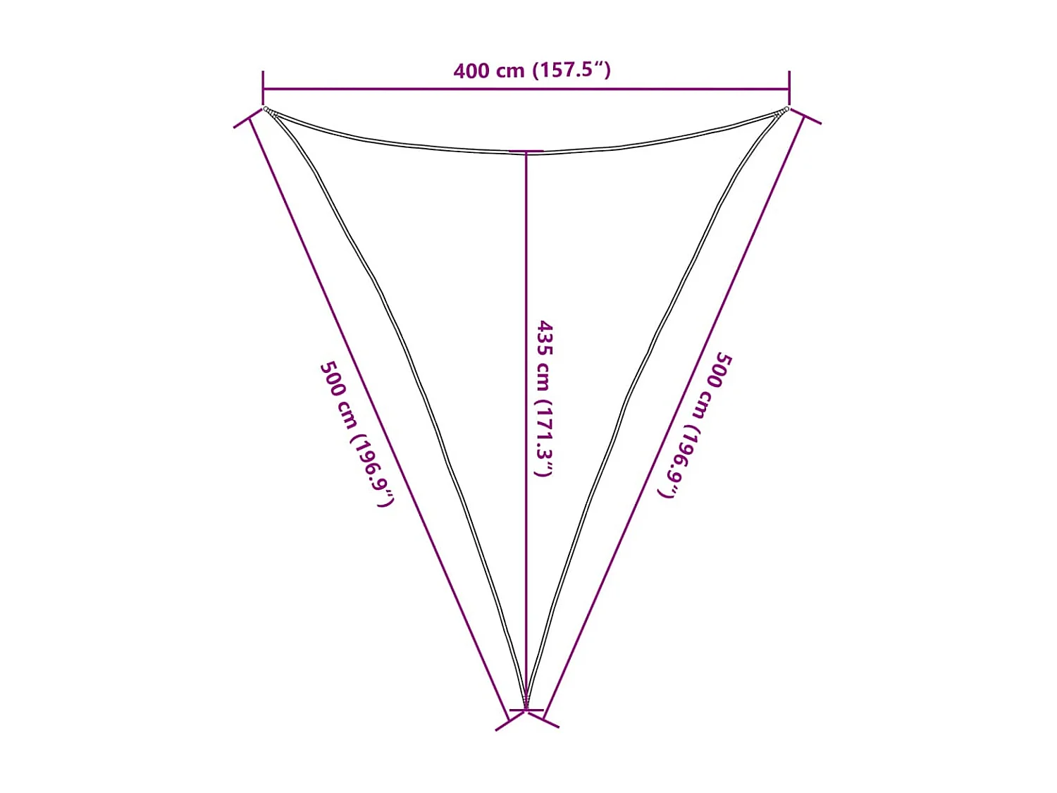 Para-sol triangular em PEAD azul 4x5x5 m - Proteção UV e Durabilidade