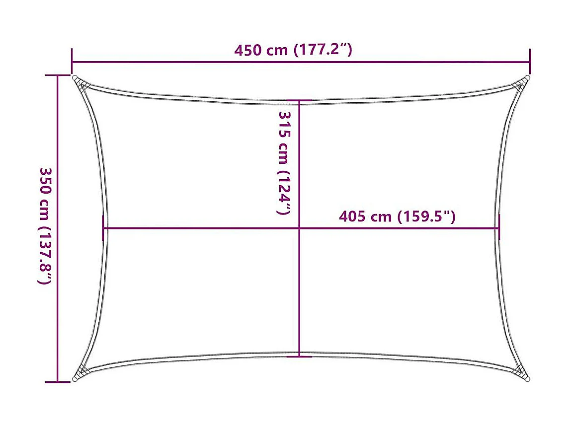 Para-sol Estilo Vela Retangular Azul 3,5x4,5 m em PEAD Resistente e Durável