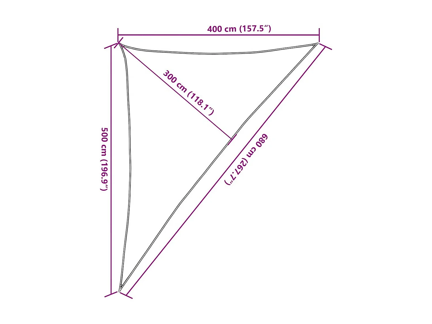 Para-sol Triangular Amarelo 4x5x6,8m em PEAD - Proteção UV e Resistência