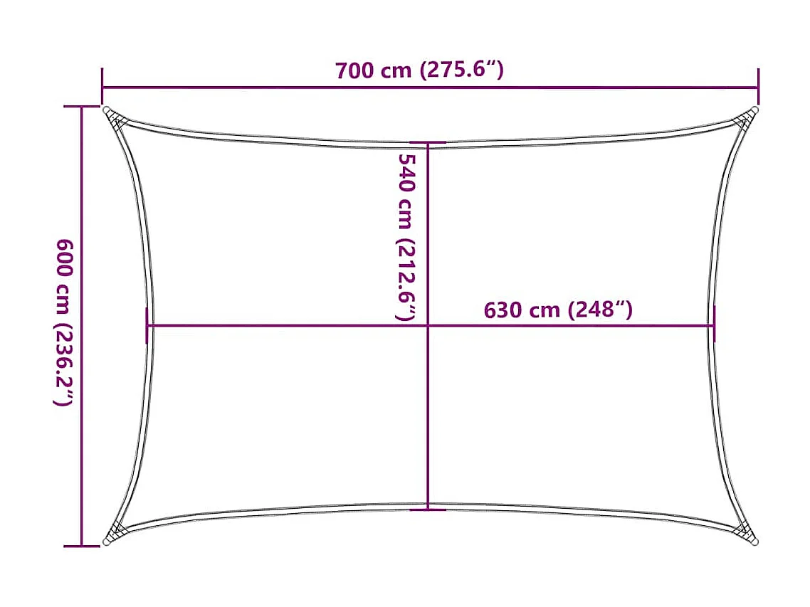 Para-sol Estilo Vela Amarelo Retangular 6x7 m em PEAD - Proteção UV e Durabilidade