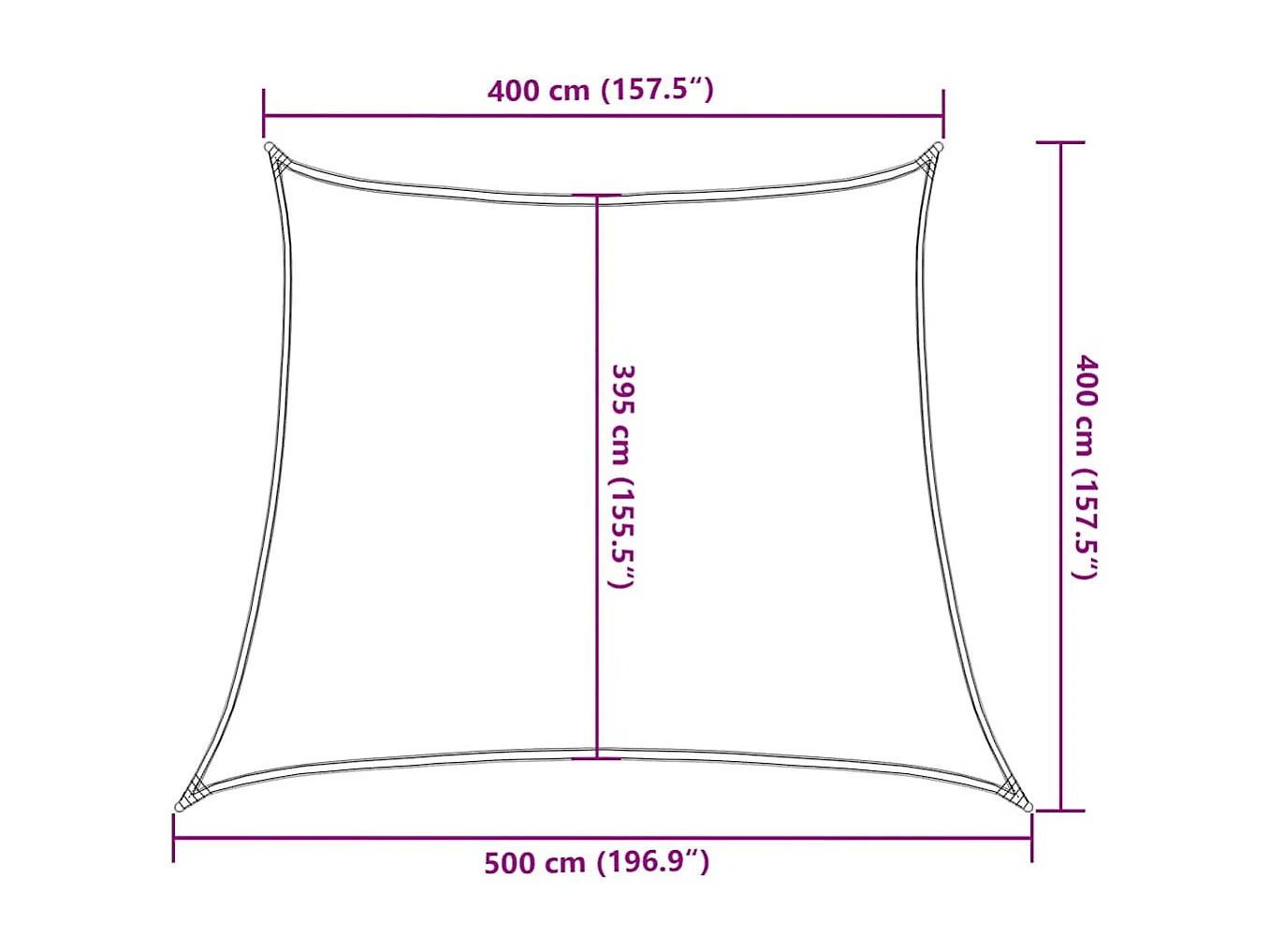 Para-sol em Vela Trapézio Amarelo 4x5m em PEAD com Proteção UV