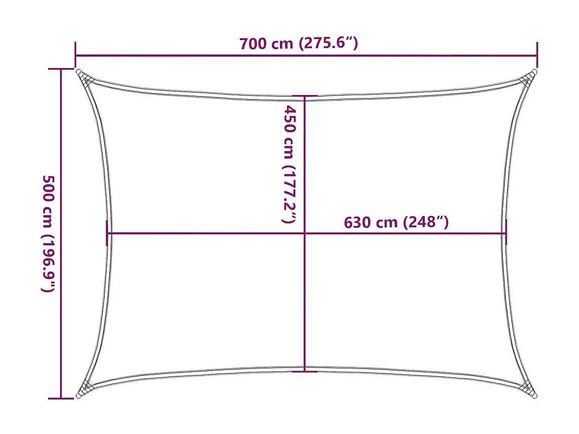 Para-sol estilo vela retangular amarelo 5x7m - Proteção UV e durabilidade