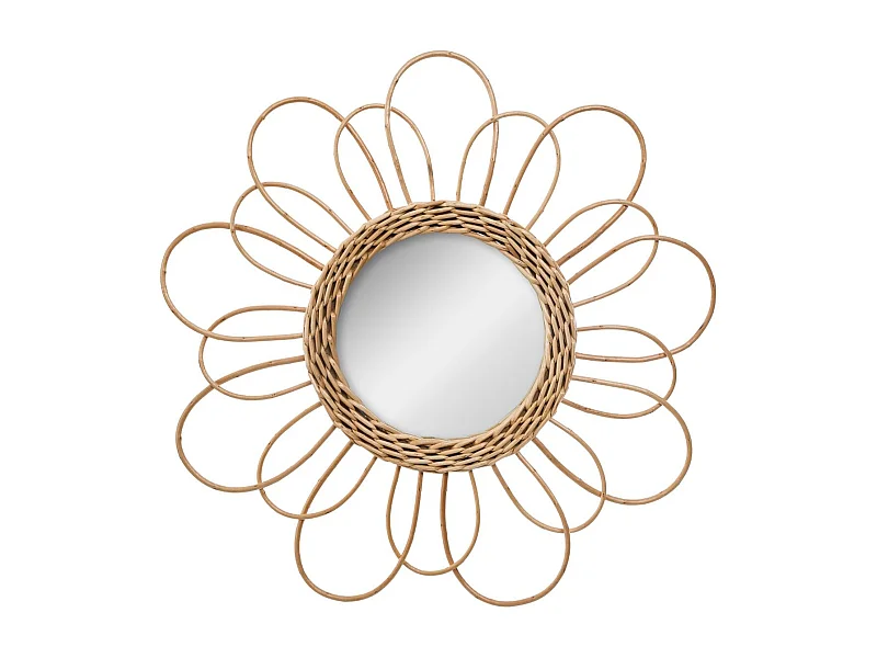 Espejo de pared Atmosphera flor madera Ø38x2,8 cm