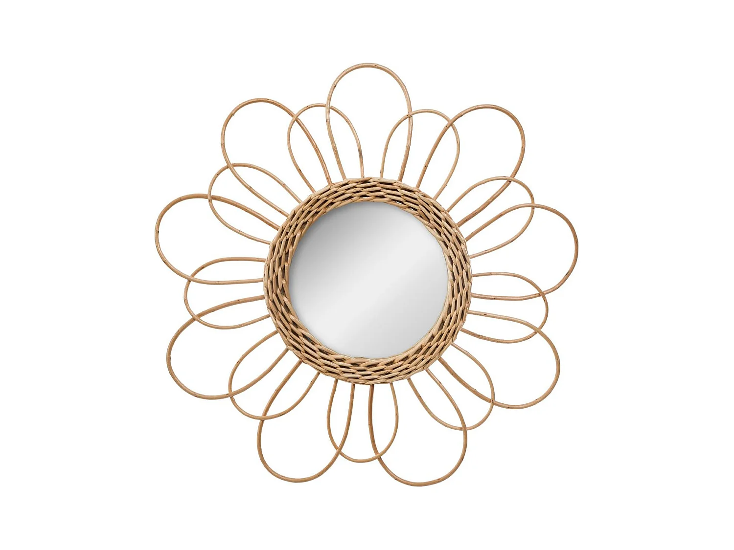 Miroir mural Fleur en Rotin D 38 cm