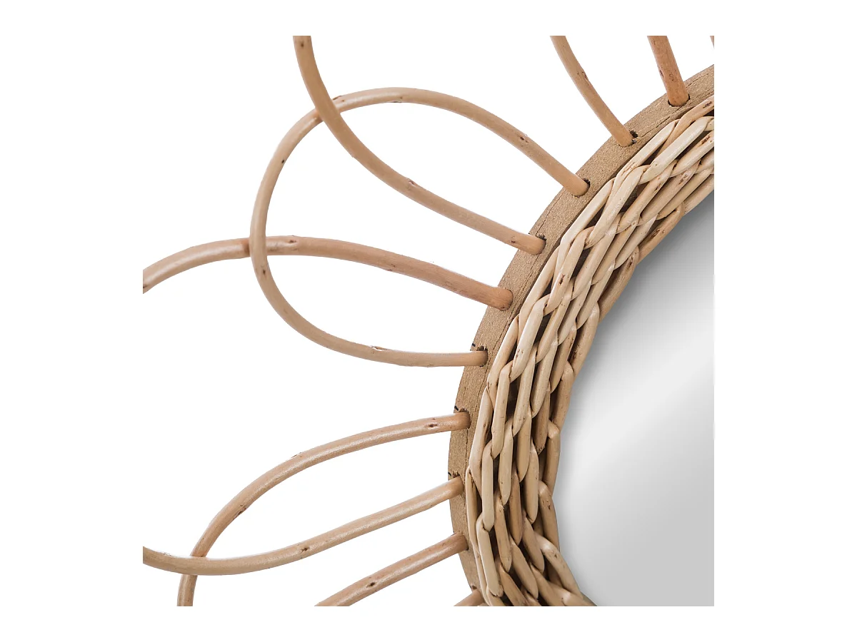 Miroir mural Fleur en Rotin D 38 cm