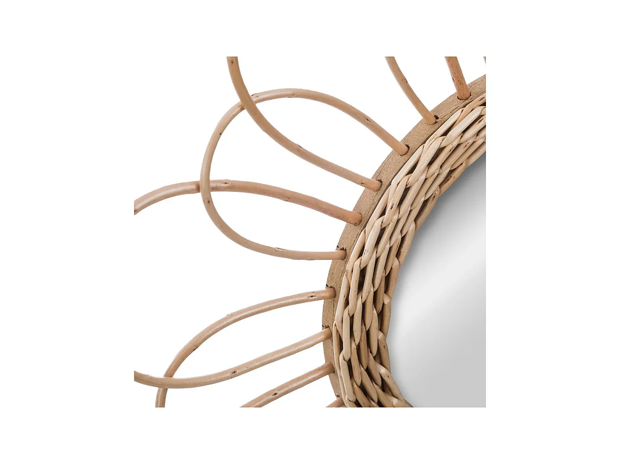 Miroir mural Fleur en Rotin D 38 cm