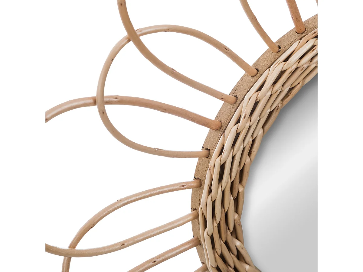 Miroir mural Fleur en Rotin D 38 cm