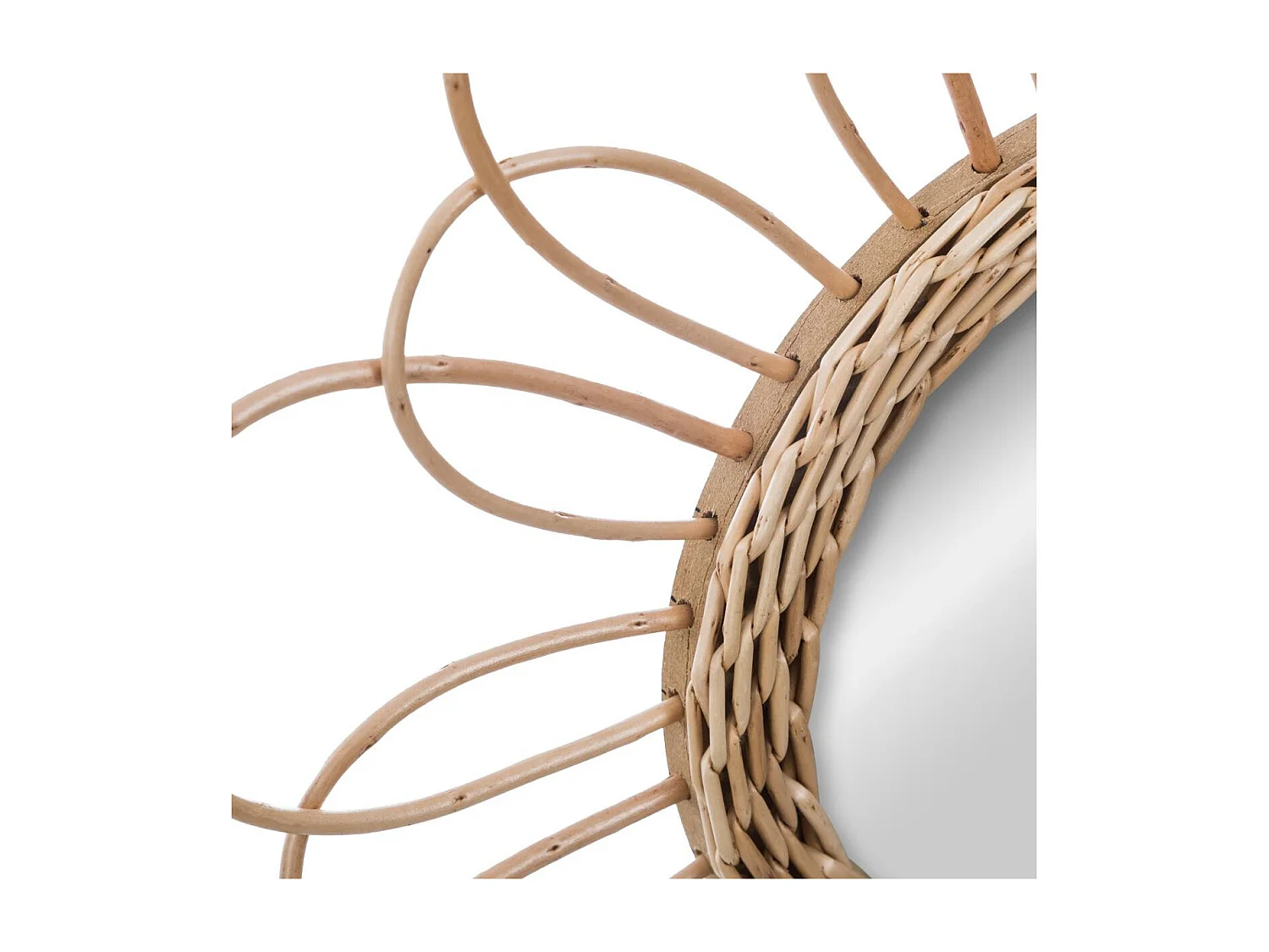 Miroir mural Fleur en Rotin D 38 cm