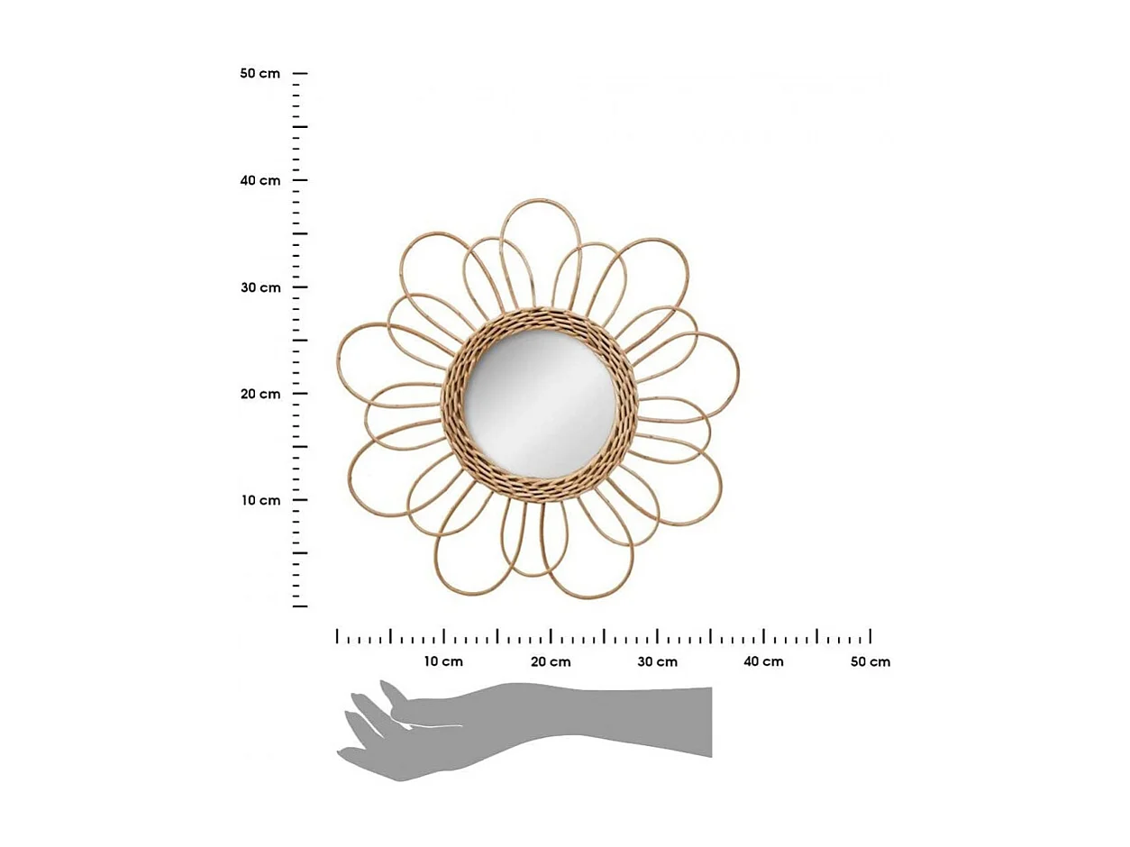 Miroir mural Fleur en Rotin D 38 cm