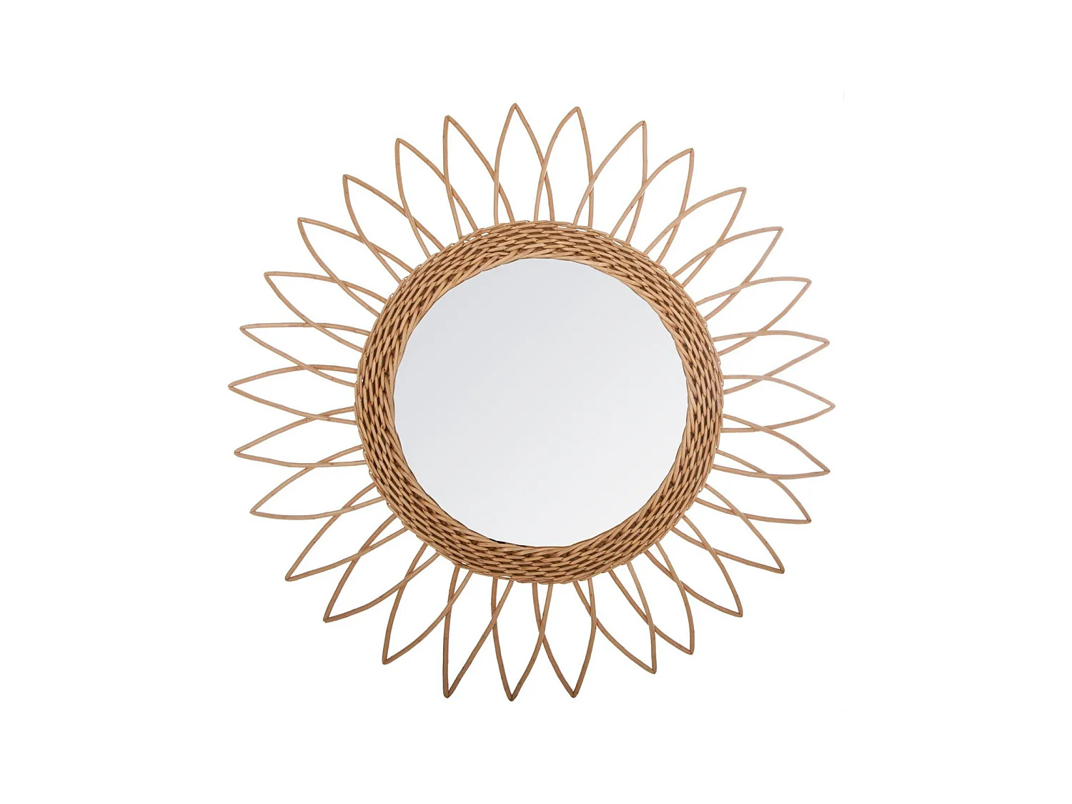 Miroir mural Soleil en Rotin D 50 cm