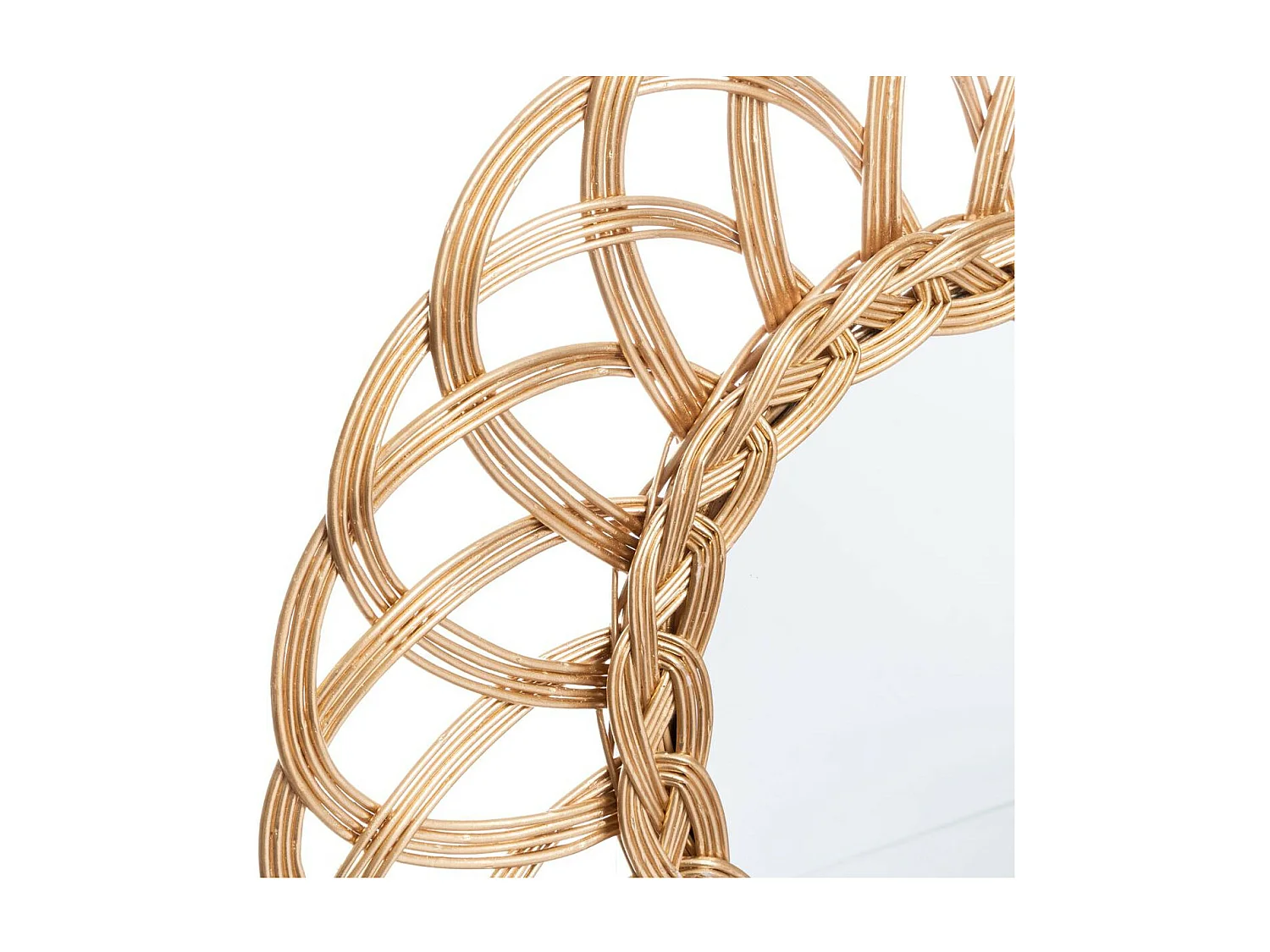 Miroir mural Fleur Doré en Rotin D 50 cm