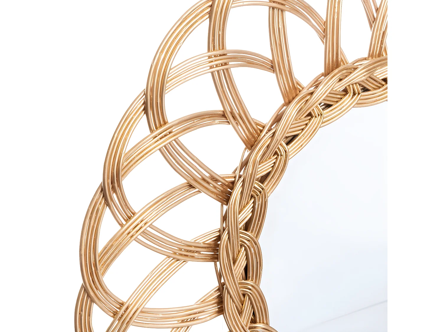 Miroir mural Fleur Doré en Rotin D 50 cm