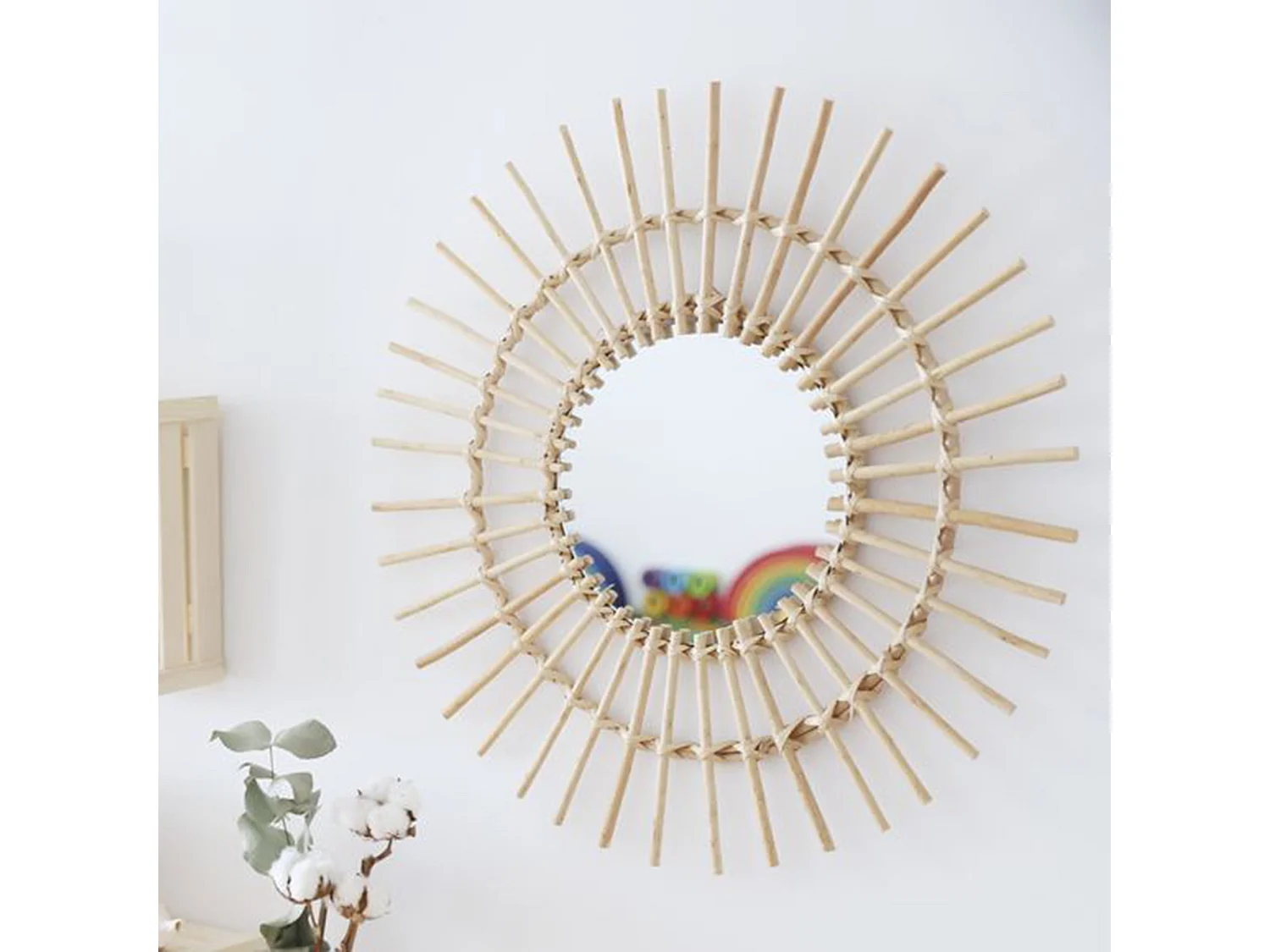 Grote rotan spiegel bruin 58x23,5cm