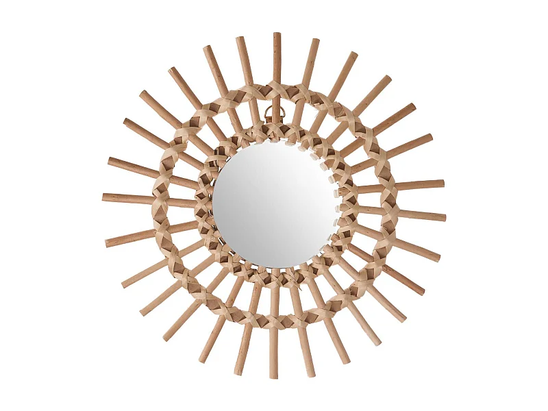 Miroir mural Soleil en Rotin D 30 cm