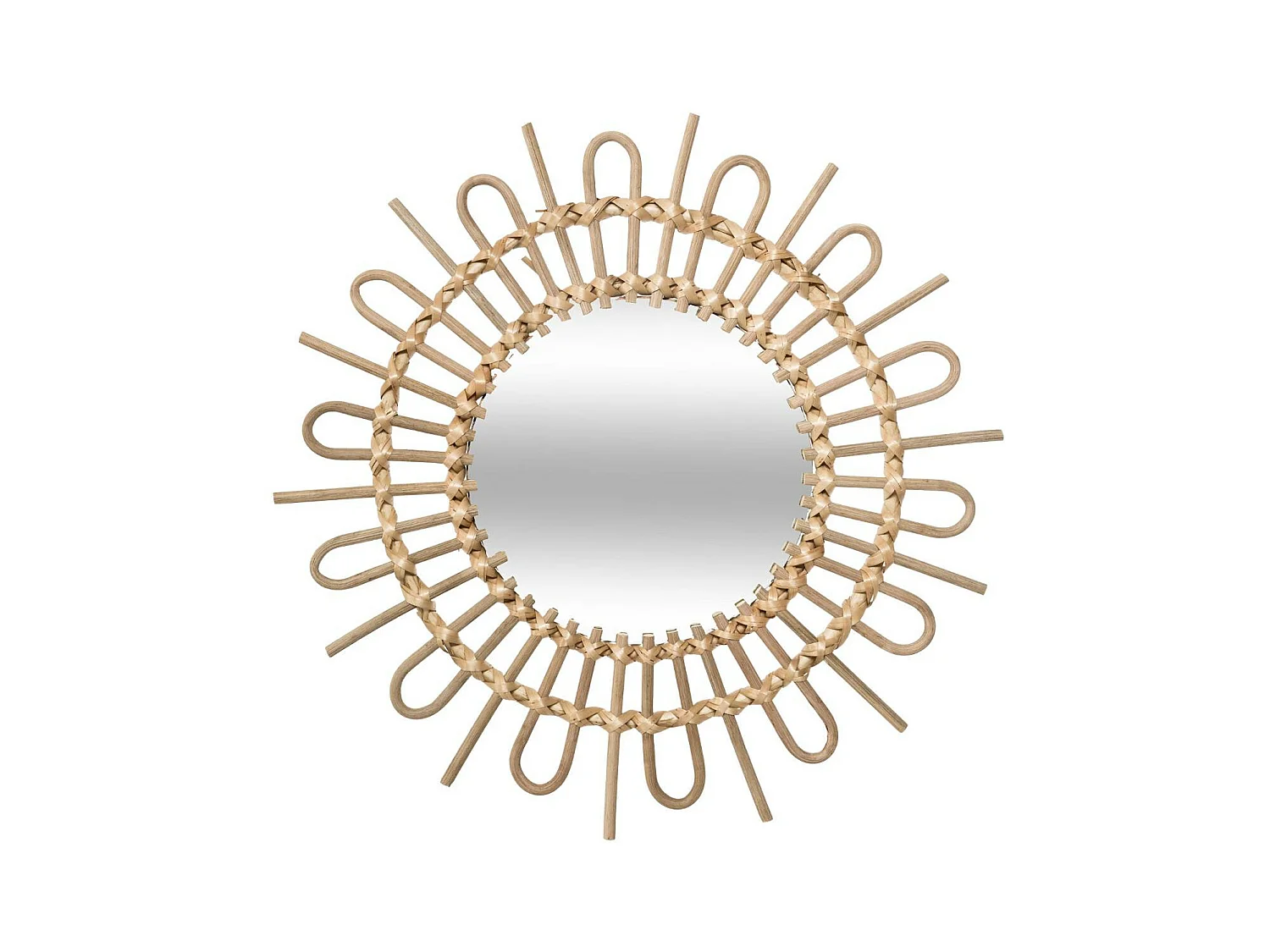 Miroir mural Soleil en Rotin D 50 cm