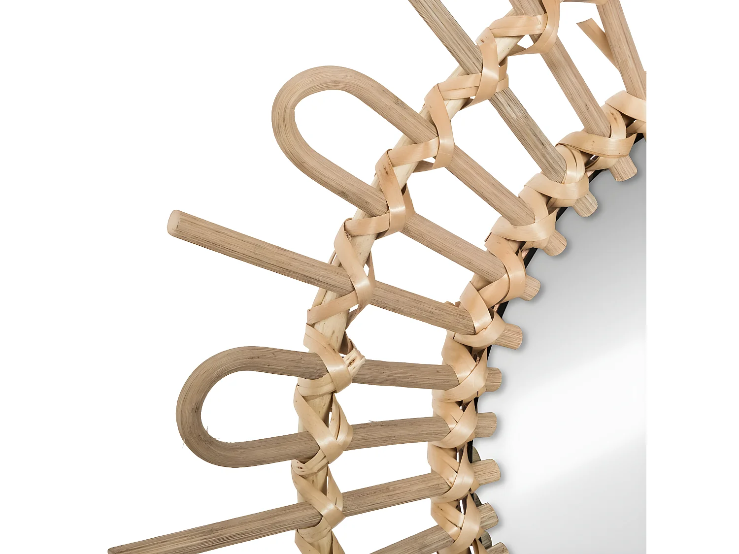 Miroir mural Soleil en Rotin D 50 cm