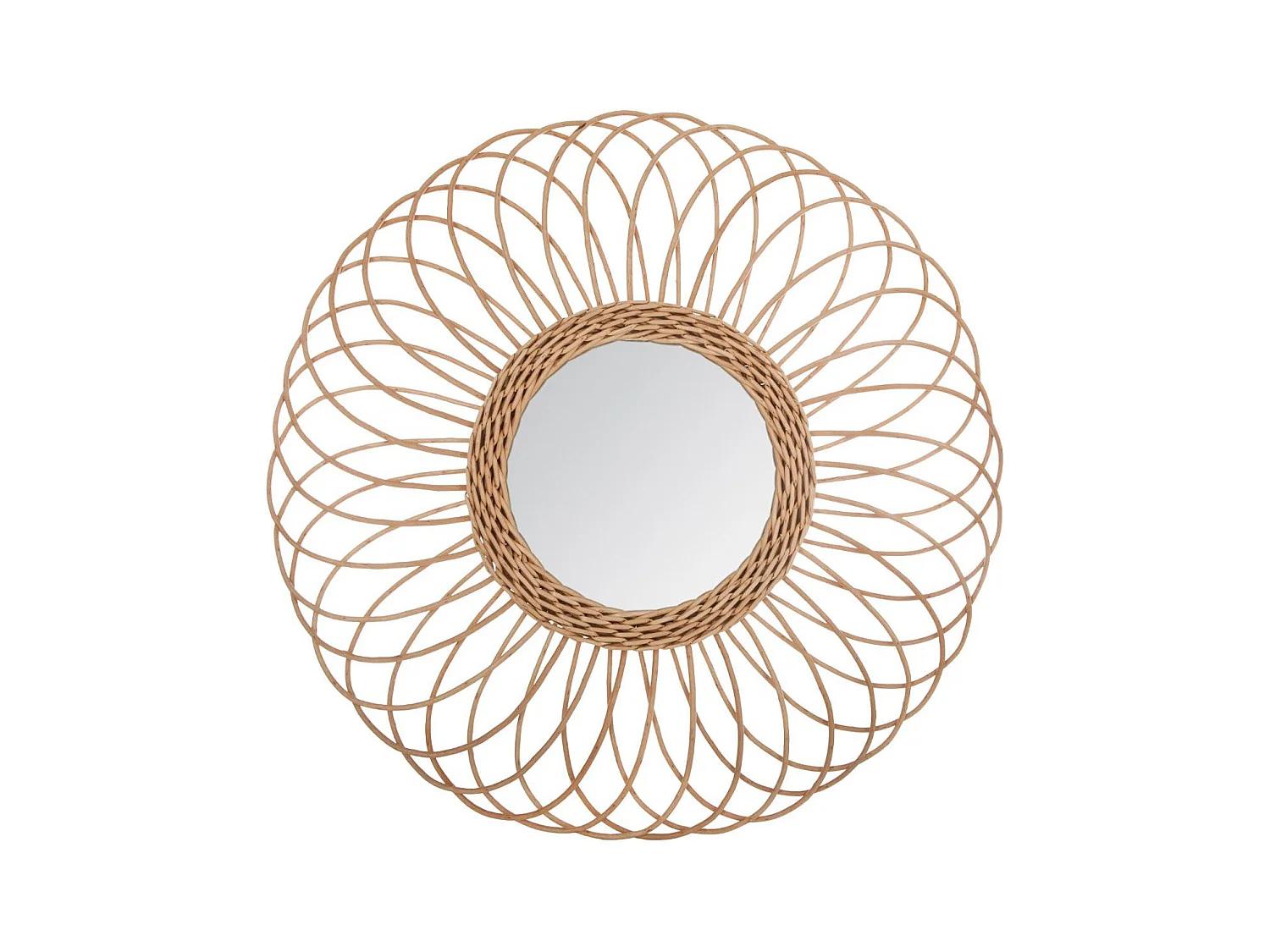 Miroir mural Rosace en Rotin D 58 cm
