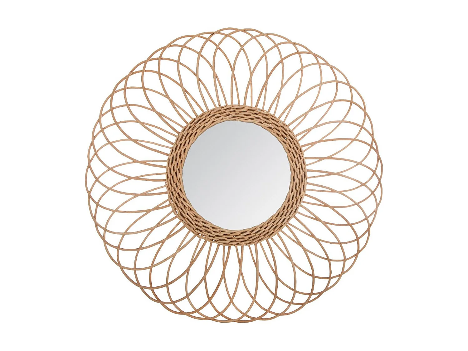Miroir mural Rosace en Rotin D 58 cm