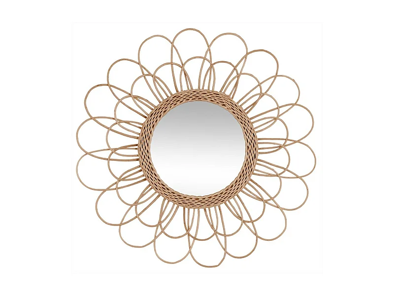 Miroir mural Fleur en Rotin D 56 cm