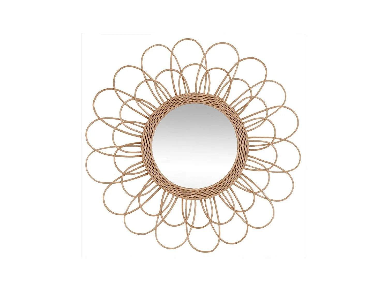 Miroir mural Fleur en Rotin D 56 cm