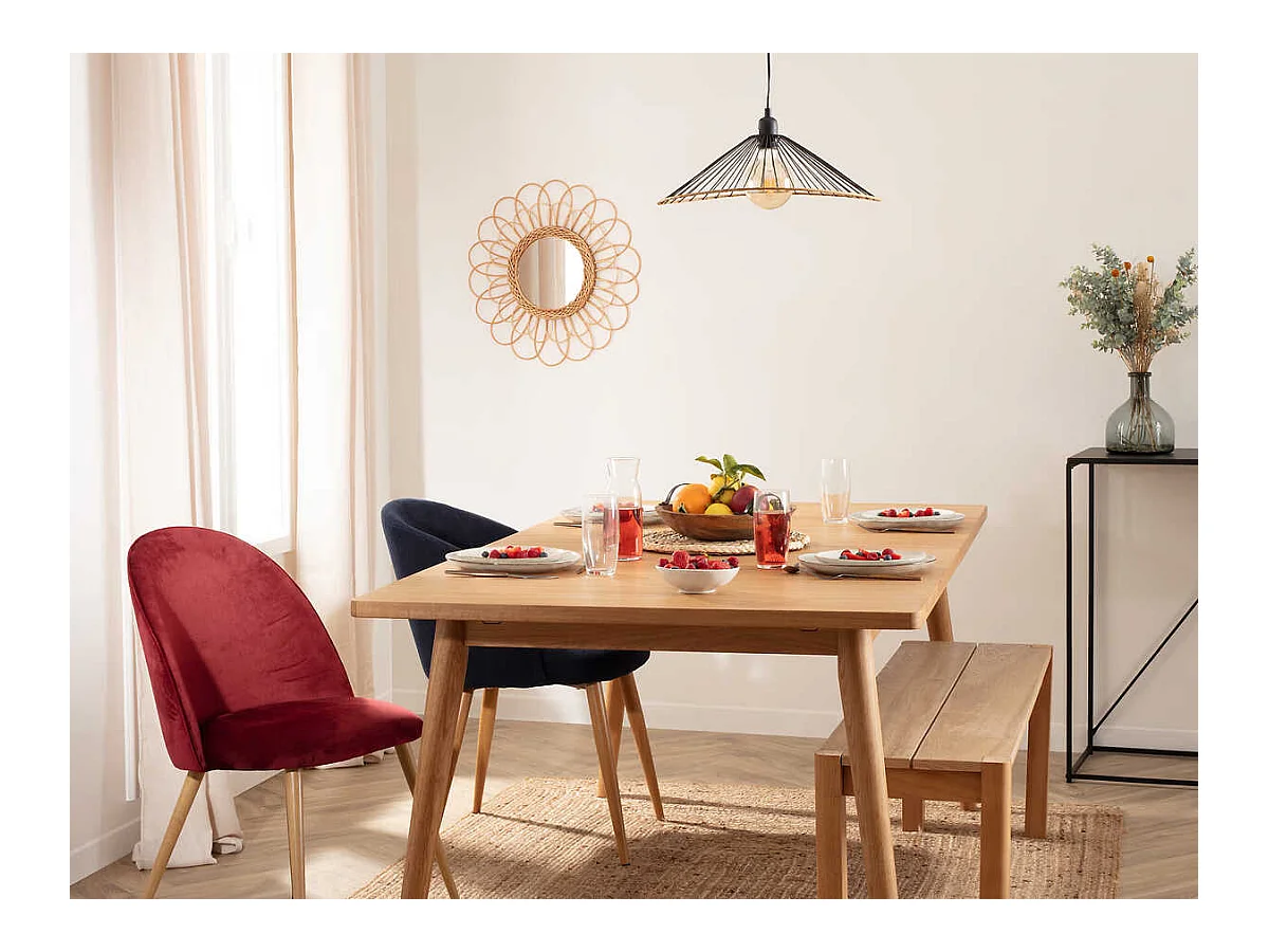 Miroir mural Fleur en Rotin D 56 cm