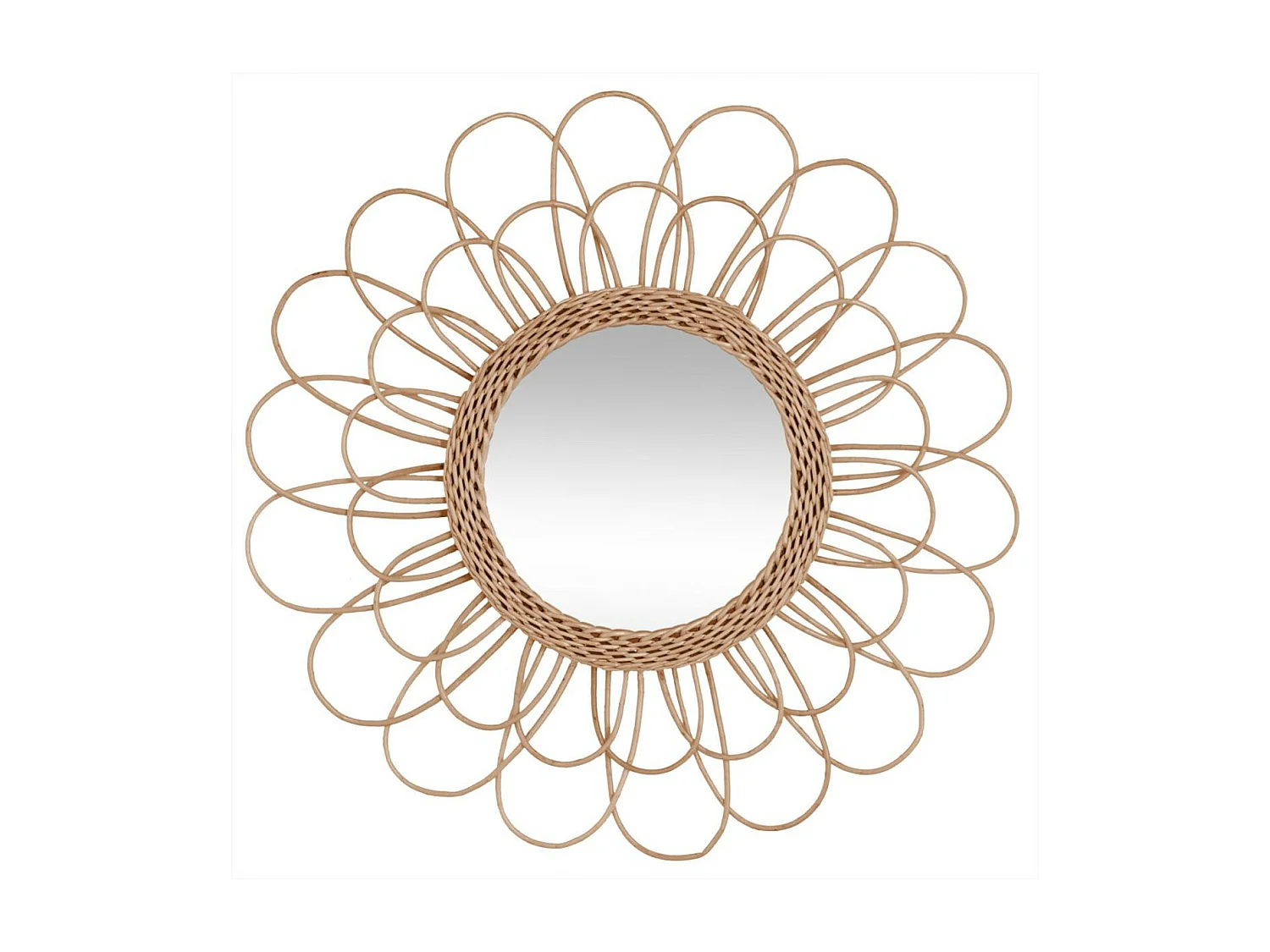 Miroir mural Fleur en Rotin D 56 cm