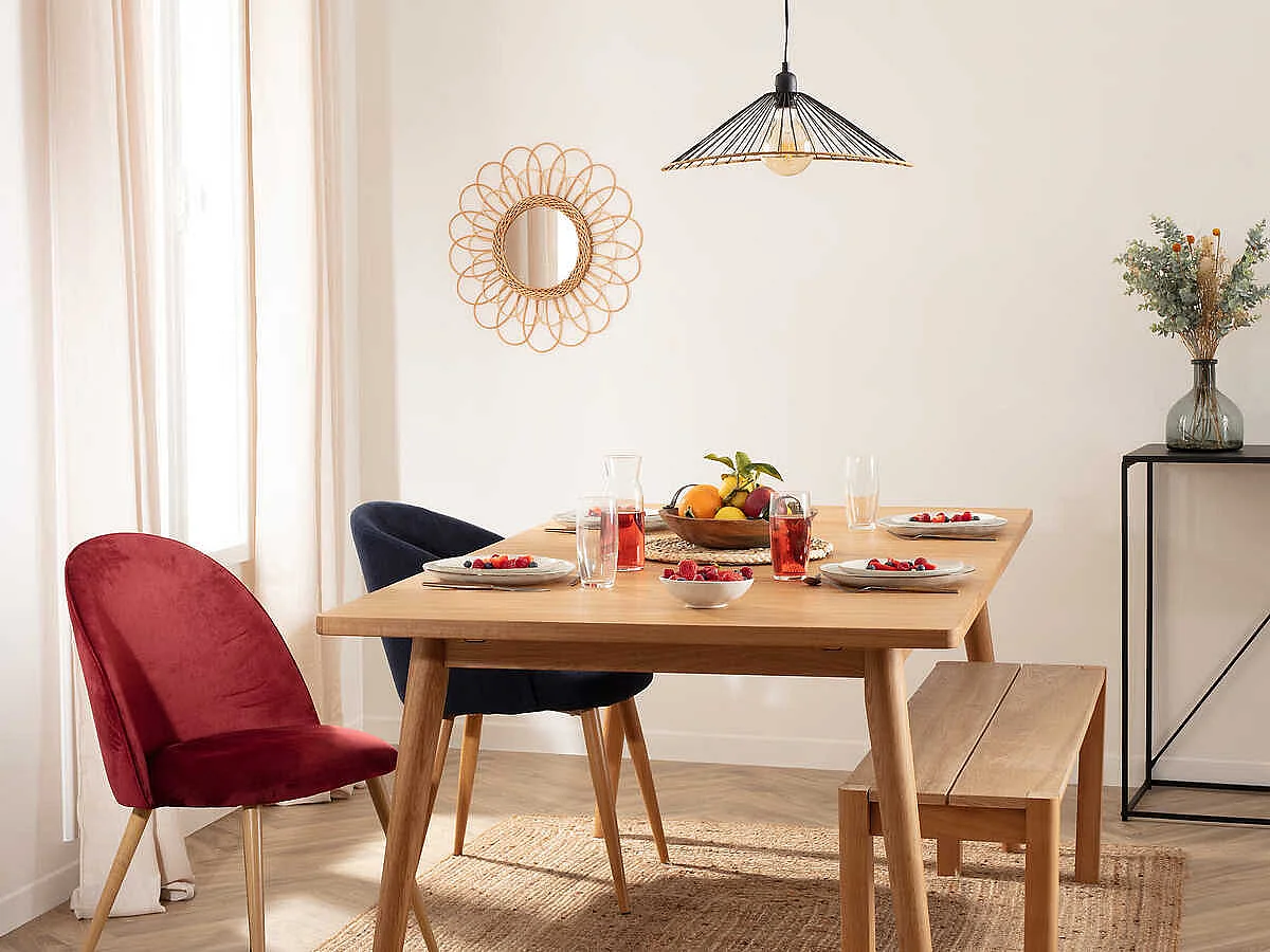 Miroir mural Fleur en Rotin D 56 cm