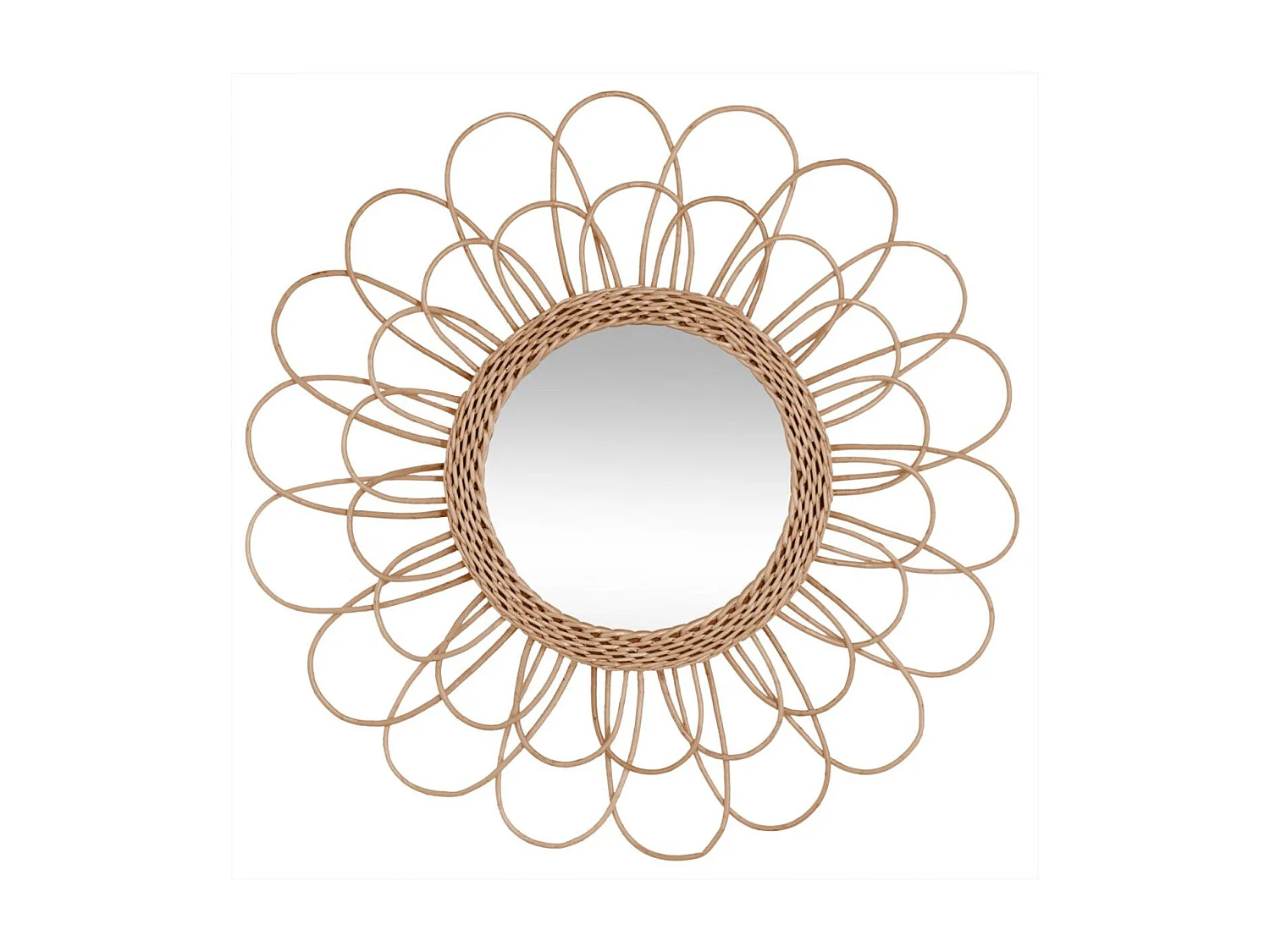 Miroir mural Fleur en Rotin D 56 cm