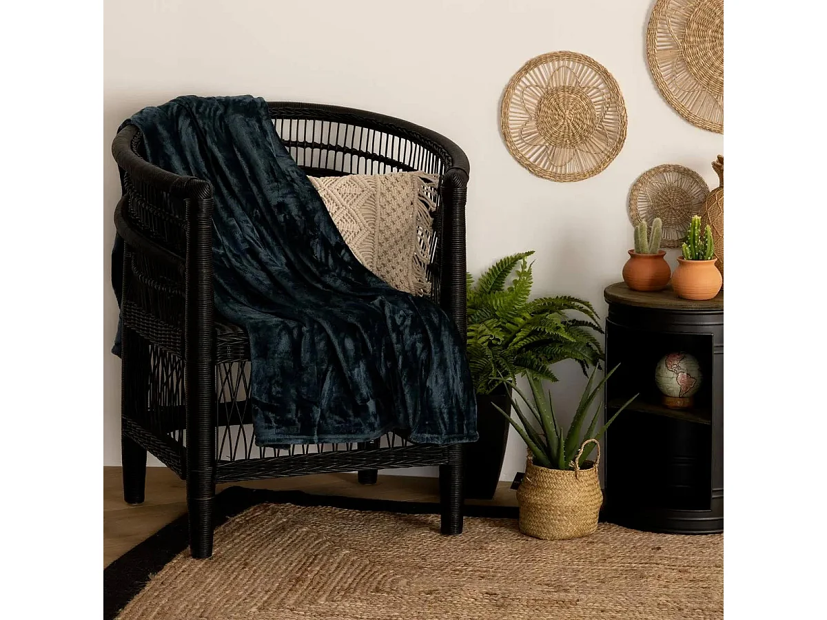 Plaid Flanelle Bleu égéen 125 x 150 cm