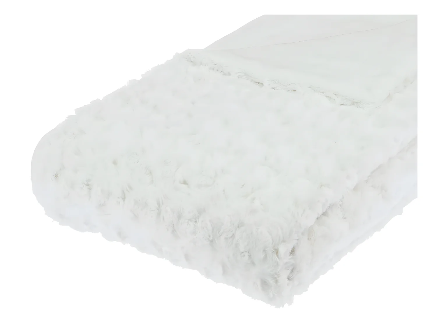 Karierte Ecru Plaid mit Lockigem Fell 120 x 160 cm aus Polyester